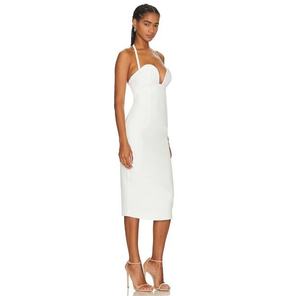 Retrofete Cheryl Dress in White New Womens Bodycon Pencil Midi - Picture 3 of 16